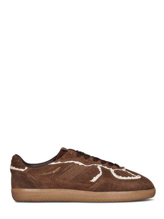 Alohas Chocolate Leather Sneakers with Crochet Detailing