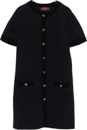 Gucci Shirt Dresses, female, Blue, Size: XS Wool textured tweed dress