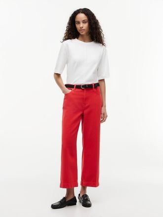 Tommy Hilfiger Womens High-Rise Cropped Wide Leg Jean - Primary Red - 10