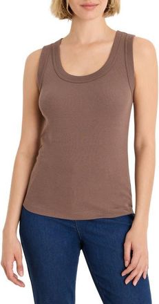 Nic+Zoe Perfect Knit Rib Scoop Neck Tank in Cocoa at Nordstrom, Size Xx-Large
