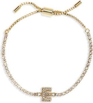 BaubleBar Initial Tennis Slider Bracelet in Gold E at Nordstrom Rack