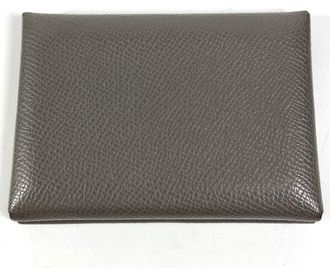 Herm&egrave;s Gray Chevre Leather Wallet (Bi-Fold) (Pre-Owned)