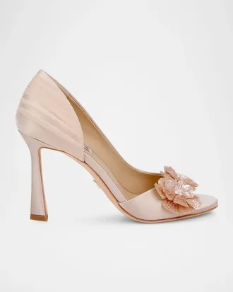 Badgley Mischka Yana 90MM Embellished Satin D & apos;Orsay Pumps