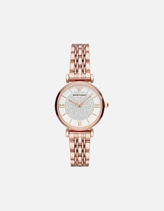 Emporio Armani Womens Emporio Armani AR11244 T-Bar Rose Gold Tone Ladies Watch - White