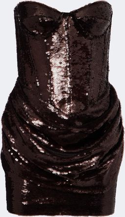 New Arrivals Sequined draped corset dress