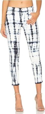 J Brand Capri Crop Tie Dye Skinny Jeans In Blue & White