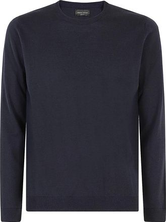 Roberto Collina Stijlvolle Crew Neck Sweater - Heren - Ronde hals truien - Blauw - 3XL - Wol - Truien & Vesten