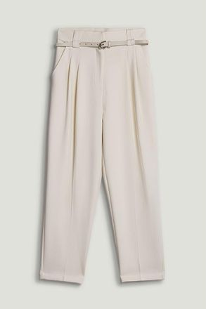 Nocturne Belted Pleat Front Tapered Trousers in Ivory at Nordstrom, Size X-Large