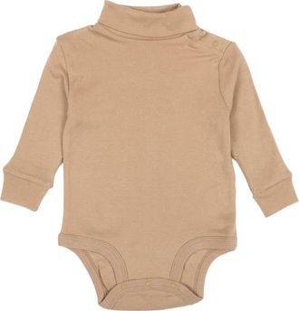 Leveret Cotton Boho Solid Turtleneck Bodysuit in Beige at Nordstrom, Size 18-24M