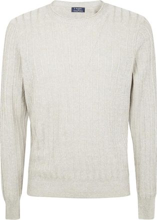 Barba Truien & Vesten, Heren, Beige, 2Xl, Wol, Trui met Ronde Hals en Lange Mouwen