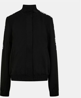 Off-white Womens Regular Fit Funnel Neck Lettering Jacket - Black - Size: 10