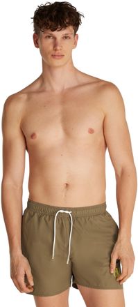 Calvin Klein Mens Medium Drawstring Swim Shorts with Logo, Green (Dusky Green), S