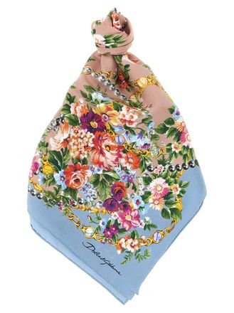 Dolce & Gabbana Light Blue Floral Printed Scarf