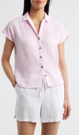 Beach Lunch Lounge Gem Stripe Shirt in Pink Sunset at Nordstrom, Size X-Small