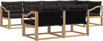vidaXL Conjunto De Sof&aacute;s De Exterior 7 Uds. Blanco Y Negro Vidaxl