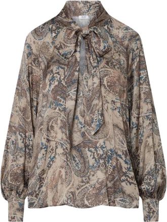 Liu Jo Gedrukte satijnen blouse - Dames - Blouses - Bruin - M - Satijn - Overhemden