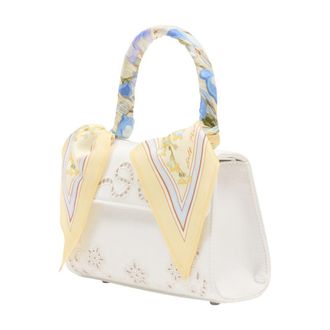 Self Portrait Floral Linen Mini Bag - Ivory