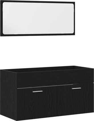 vidaXL Bathroom Furniture Set 2 pcs Black Oak 90 x 38.5 x 46 cm Vidaxl