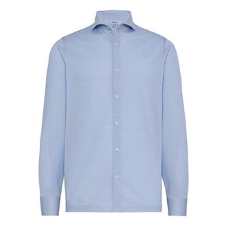 Boggi Milano Overhemden, Heren, Blauw, XS, Katoen, Slim Fit Polo Shirt in Filo Di Scozia Piqué