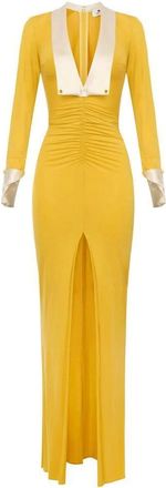 Elisabetta Franchi Kleedjes, Dames, Geel, 2Xl, Satijn, Red Carpet Dress
