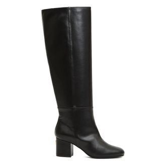 Via Roma 15 Zwarte leren hoge hak laarzen - Dames - Laarzen met Hak - Zwart - 37 EU - Schoenen