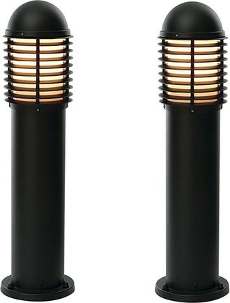 Loops 2 PACK Outdoor IP44 Bollard Light Matt Black 650mm LED Lamp Post Garden Driveway