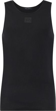 Dolce & Gabbana Canotta a coste con logo - Nero
