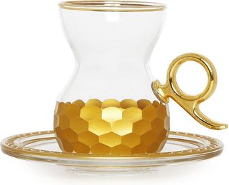 Alice Pazkus Set Of 6 3.1In Tea Glasses And Saucers