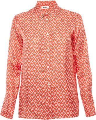 Sandro Zijden blouse met bloemenprint - Rood