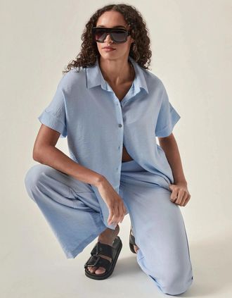 James Lakeland Womens Relaxed Short Sleeve Blouse - Powder Blue - Size: 16