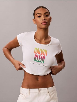 Calvin Klein Jeans Calvin Klein Womens Pride Slim Scoopneck Tee - Open White - XL