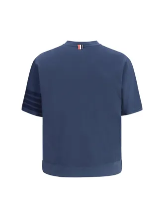 Thom Browne 4-Bar Stripe Cotton Jersey T-Shirt - Navy