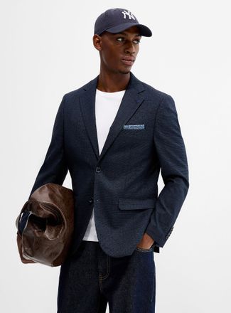 Soul of London Mens Midnight blue Prince of Wales blazer