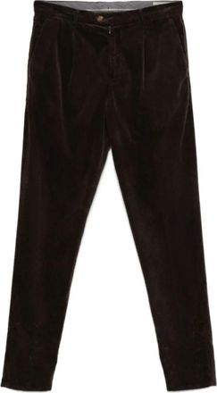 Brunello Cucinelli Chocoladebruine Corduroy Broek met Plooien - Heren - Straight fit broeken - Bruin - 2XL - Katoen - Broeken