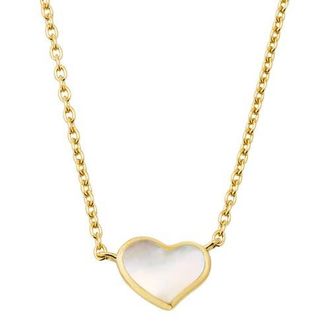 Jan Leslie Single Heart 18 Necklace Set In Sterling Silver With 18K Gold Overlay in White at Nordstrom