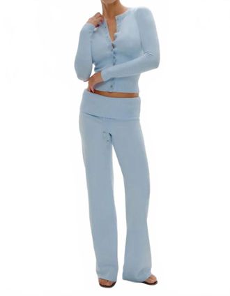 Frankies Bikinis Dawson Knit Fold Over Pants In Daydream