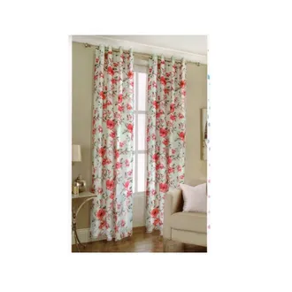 Trade Shop Trade Shop - Fiori Rosso Floreale 140x280cm To Pannello Doppio Velo Con 8 Anells
