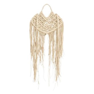 Weili Zheng Handbags, female, Beige, Size: ONE SIZE Crochet Handbag with Maxi Fringe