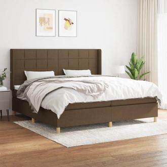 vidaXL Vidaxl - Cama Box Spring Con Colch&oacute;n Tela Marr&oacute;n Oscuro 200x200 Cm