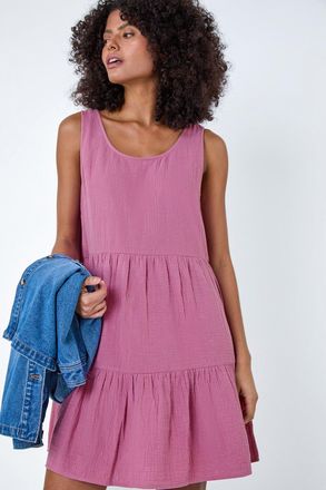 DUSK Tiered A-Line Cotton Dress
