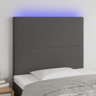 vidaXL Cabecero Con Luces Led Cuero Sint&eacute;tico Gris 100x5x118/128 Cm Vidaxl