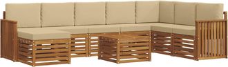 vidaXL Conjunto De Sof&aacute;s De Exterior 9 Uds. Natural Y Beige Vidaxl