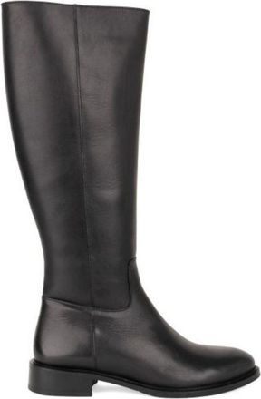 Sergio Moretti Black Minimalist Side Zipper Leather Long Boots