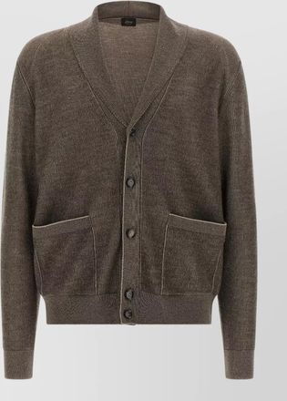 Brioni cashmere wool shawl neck ribbed cardigan