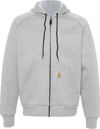 Carhartt Work in Progress Car-Lux Hooded Jacket - Heren - Vesten met rits - Grijs - S - Katoen - Hoodies & sweatvesten