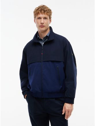 Tommy Hilfiger Mens Water-Repellent Two-Tone Track Jacket - Carbon Navy - XL