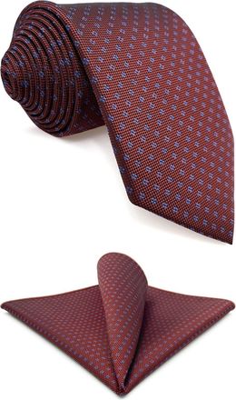 Shlax & Wing Maroon Brick Red Necktie Pocket Square Set for Men Tie Handkerchief Set 63 XL