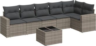 vidaXL Set De Sof&aacute;s De Jard&iacute;n 7 Piezas Con Cojines Rat&aacute;n Pe Gris Vidaxl