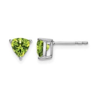 Diamond2Deal 14k White Gold Trillion Peridot Earrings