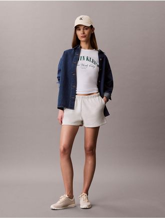 Calvin Klein Jeans Calvin Klein Womens Archive Logo Fleece Shorts - Light/Pastel Grey - XL